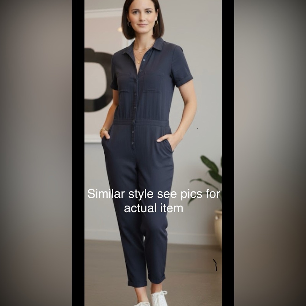 Navy Blue Short Sleeve Jumpsuit